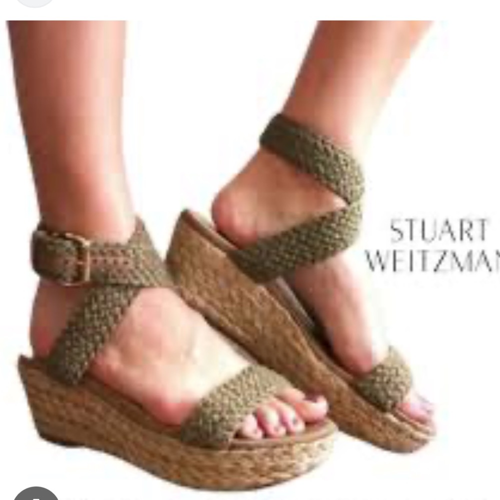 Stuart Weitzman Gold Wedge Sandal ~6/6.5